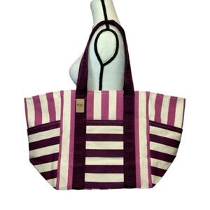 Victoria’s Secret PINK Striped Canvas Tote Weekender Bag NWT